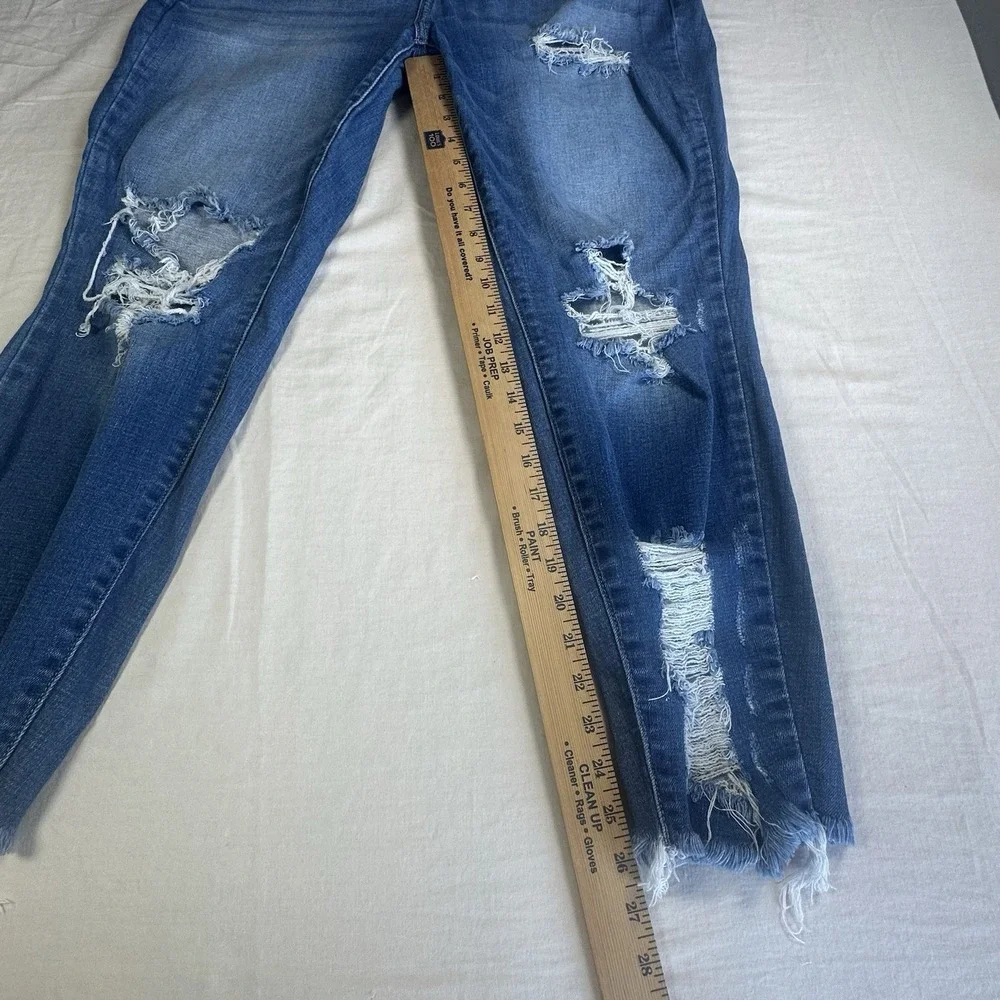 Glitzy Girls Boutique‎ Women's Jeans Distressed Raw Fray Medium Wash Size 18